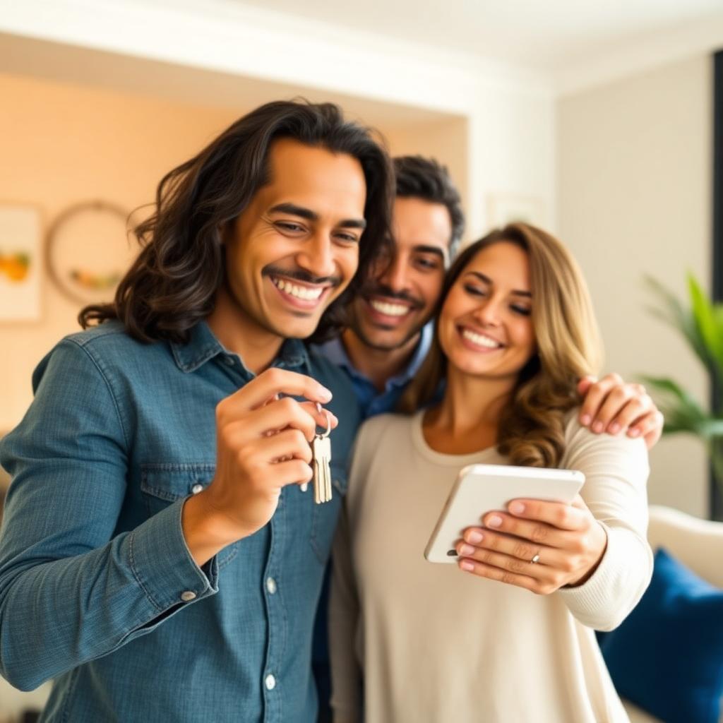 Familia feliz recibiendo notificación de crédito aprobado